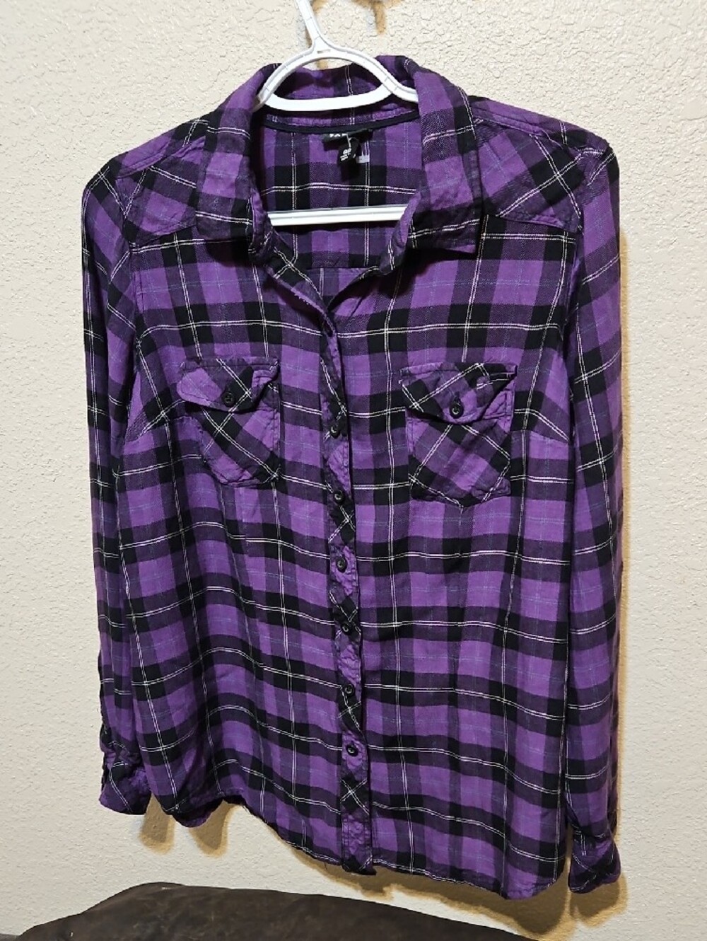 torrid Purple and Black Plaid Button-Down Shirt
